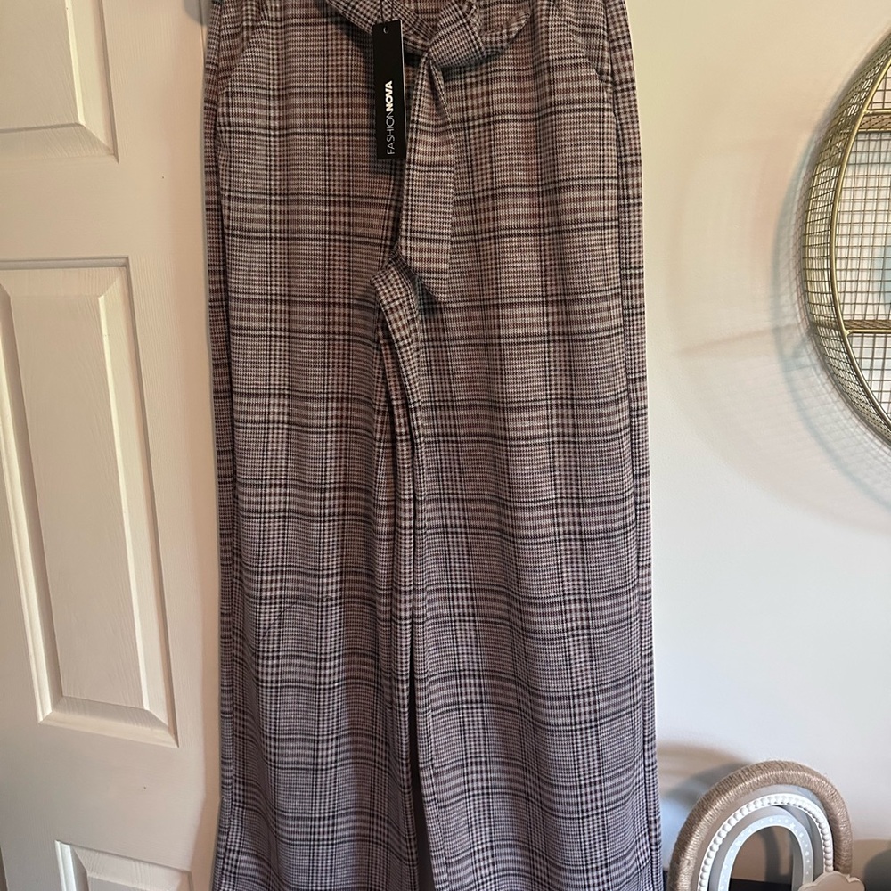 Fashion Nova Gray Plaid Trousers